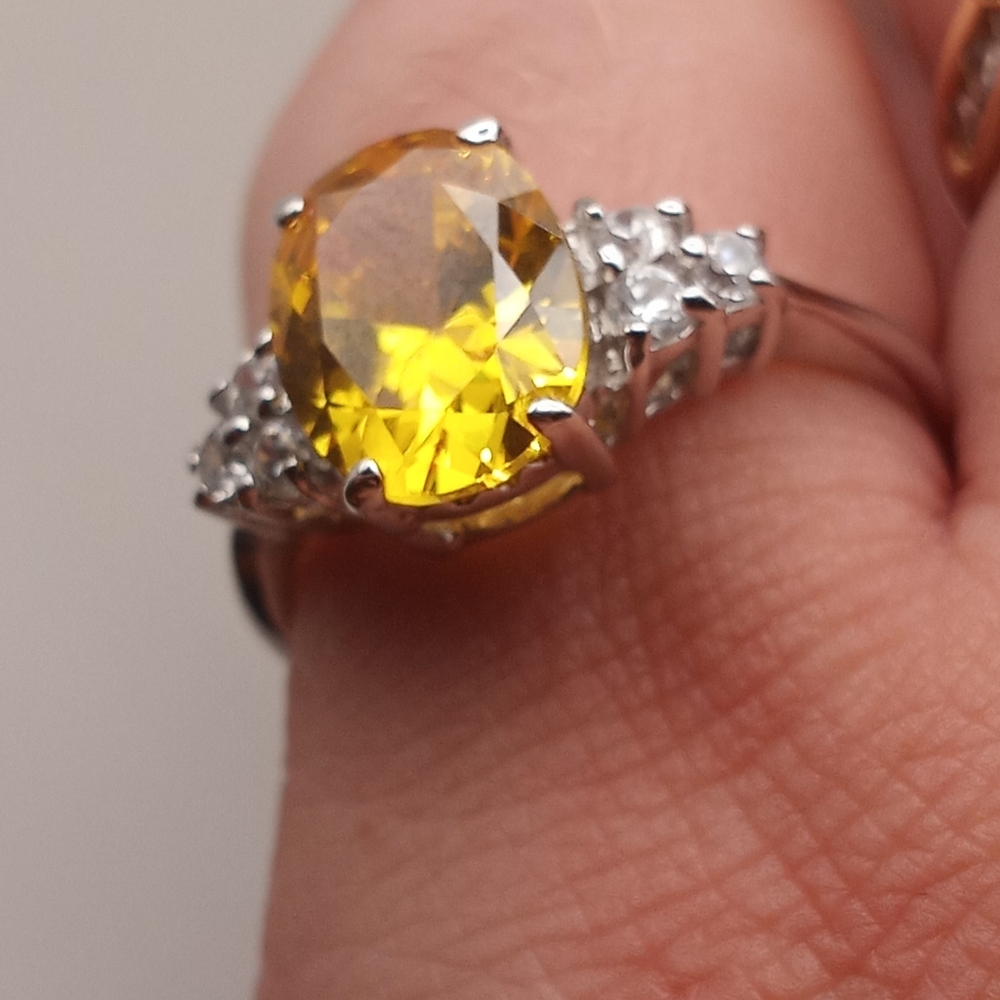 Canary Yellow Stone CZ Sterling Silver Ring